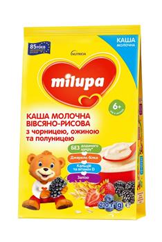 Каша молочна Milupa вівсяно-рисова з чорницею, ожиною та полуницею для дітей з 6 місяців, 210г