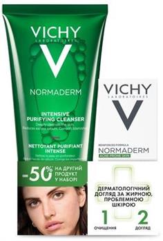 Набір Vichy Нормадерм (Гель для обличчя для глибокого очищення жирної шкіри 200мл + Флюїд зволожуючий для жирної шкіри), 50мл / Віші