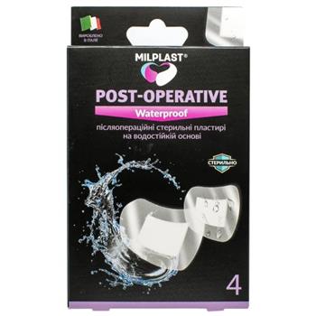 Пластирі післяопераційниі на водостійкій основі, Milplast, стер. №4 / Мілпласт