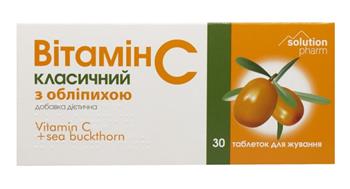 Вітамін С Solution pharm з обліпихою, табл. жувальні №30