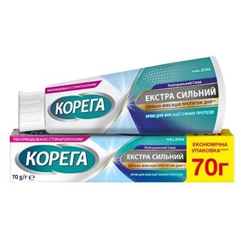 Крем для фіксації зубних протезів Корега Екстра сильний, без смаку 70г