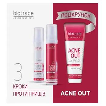 Набір Biotrade Acne Out 3в1 (Гель для вмивання 50мл + Лосьйон активний 60мл + Крем зволожуючий 60мл)
