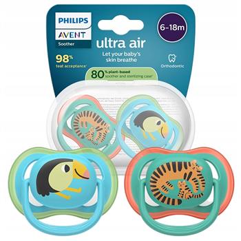 Пустушка силіконова Avent Ultra Air (6-18м) ортодонтична арт.SCF087/11 №2 у футлярі для стерилізації