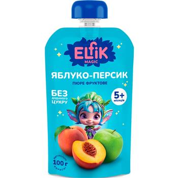 Пюре дитяче (5+) фруктове Elfik Magic яблуко-персик без цукру, 100г