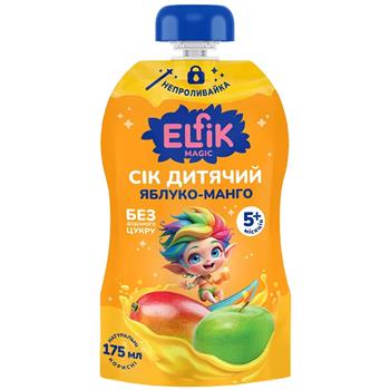 Сік дитячий (5+) Elfik Magic Яблуко-Манго без цукру, 175мл