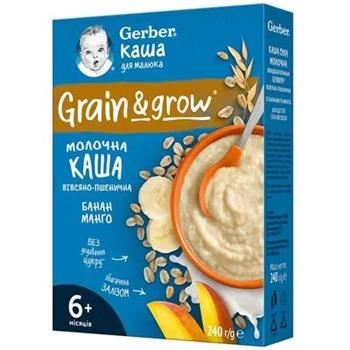 Каша молочна Gerber вівсяно-пшенична банан та манго для дітей з 6 місяців, 240г